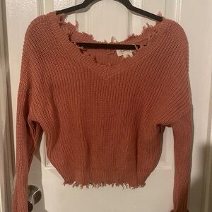 V-neck ribbed sweater